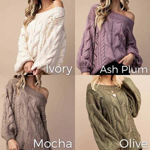 Parker Chunky Cable Knit Sweater (Ash Plum) - Picture 8 of 8